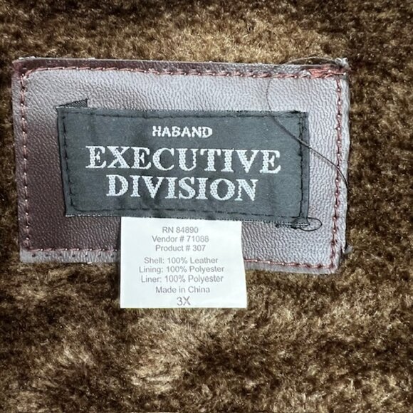 Haband Executive Division Leather Jacket  Patches  Stitch ChocoBrown Men 3X(J12) - Picture 4 of 11
